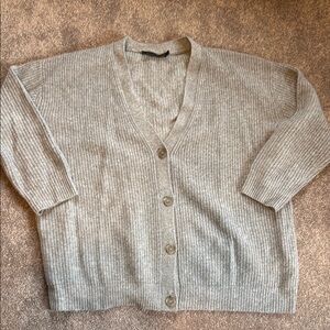 Jenni Kayne Gray Chunky Knit Cashmere Oversized Cocoon Cardigan Sweater Small